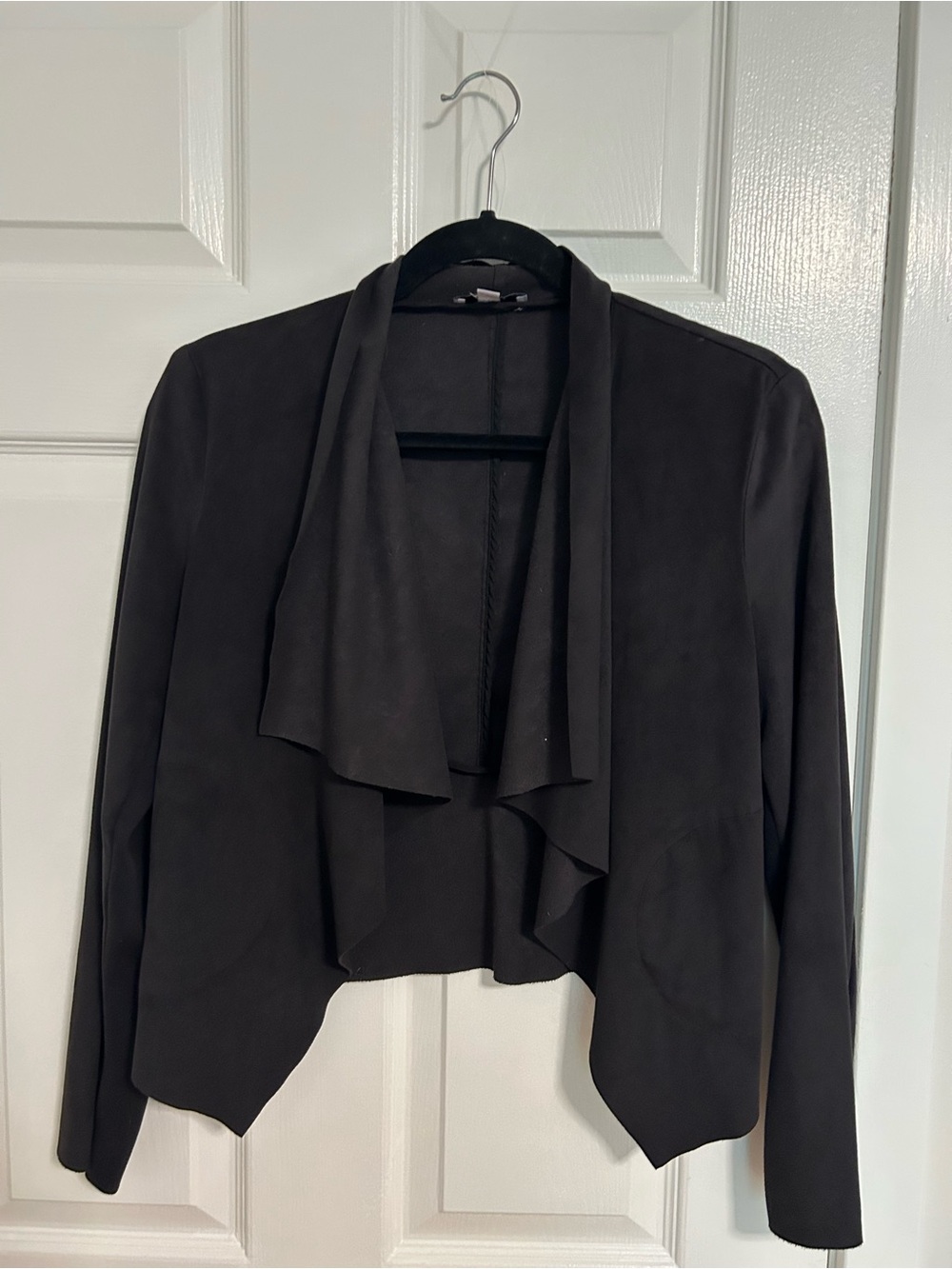 Halston Dark Navy Draped Open Front Jacket Blazer XS